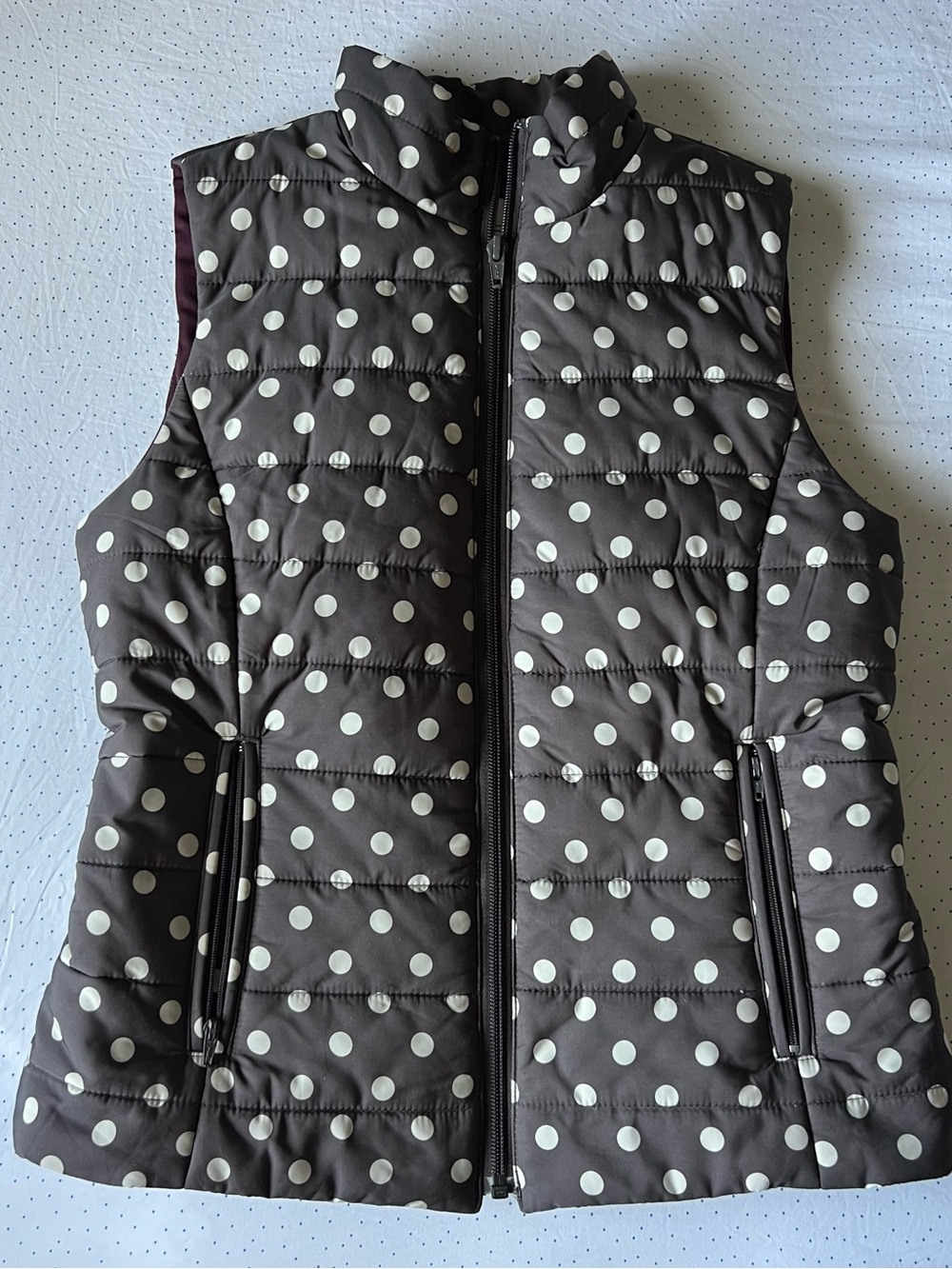 LOFT Black Polka Dot Quilted Puffer Vest